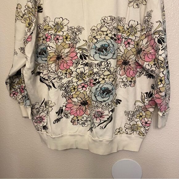 Free People Go On Oversized Floral Sweatshirt Oversized Boho slouchy cotton S - Picture 5 of 10